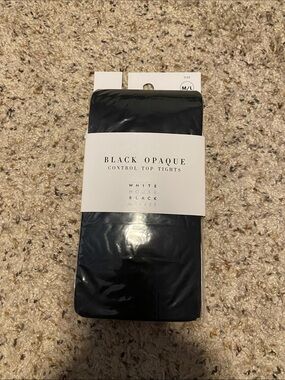 White House Black Market Black Opaque Control Top Tights